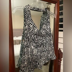 fab'rik Abstract Polka Dot Cowl Neck Halter Top